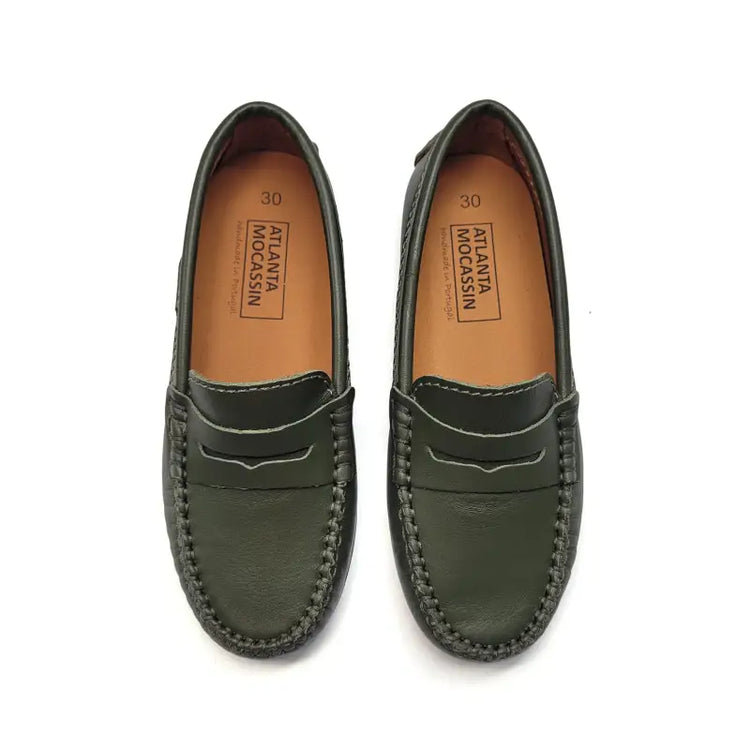 Atlanta mocassin military green penny loafer 032
