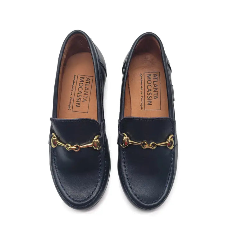 Atlanta mocassin navy blue chain slip on 19014 - slip on dress