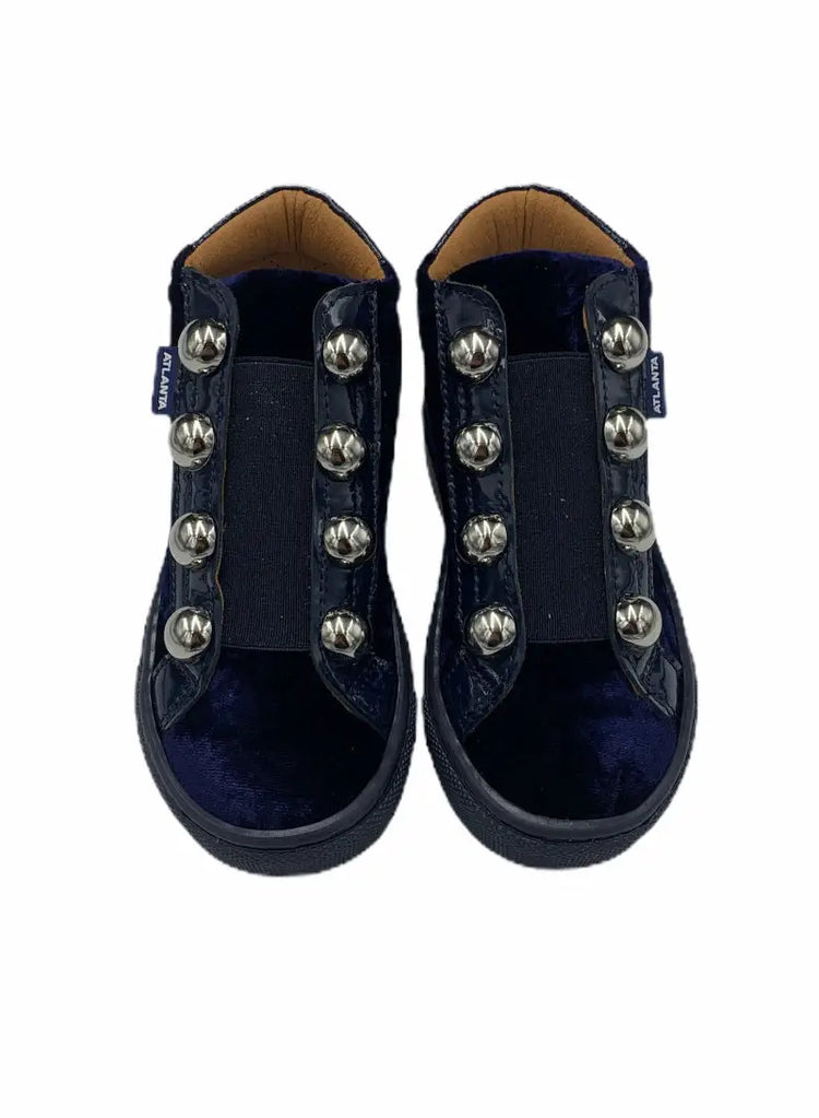 Atlanta mocassin navy velvet high top girls sneakers | laced shoe fast shipping