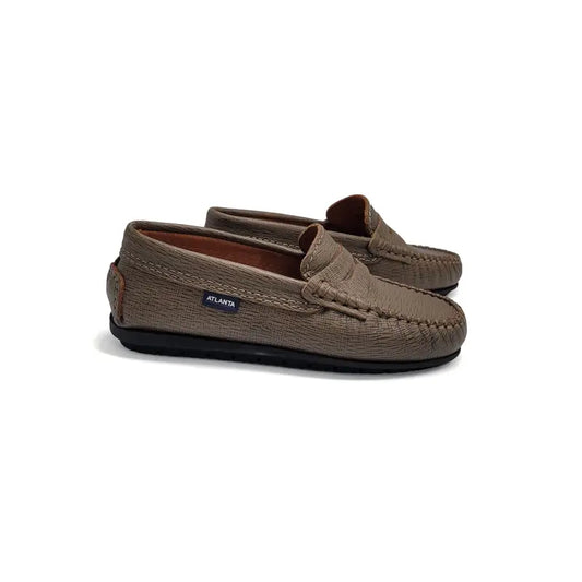 Atlanta mocassin taupe earth safiano penny loafer 032