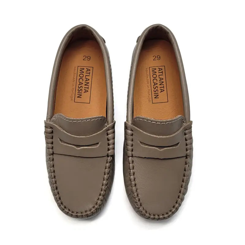 Atlanta mocassin taupe smooth penny loafer 032