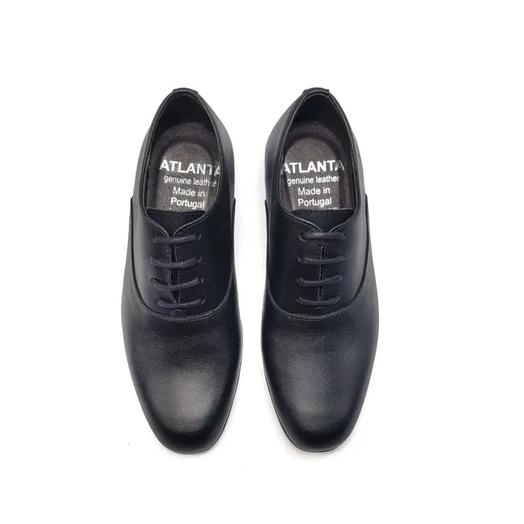 Atlanta mocossin black smooth dress shoe sx014 - boys