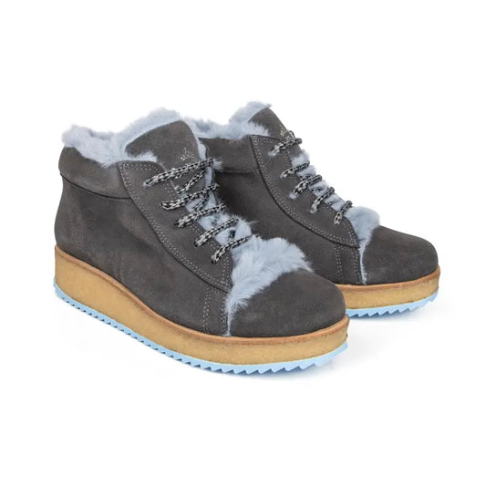 Bellusa kendrick grey suede light blue fur lined sneaker - boot