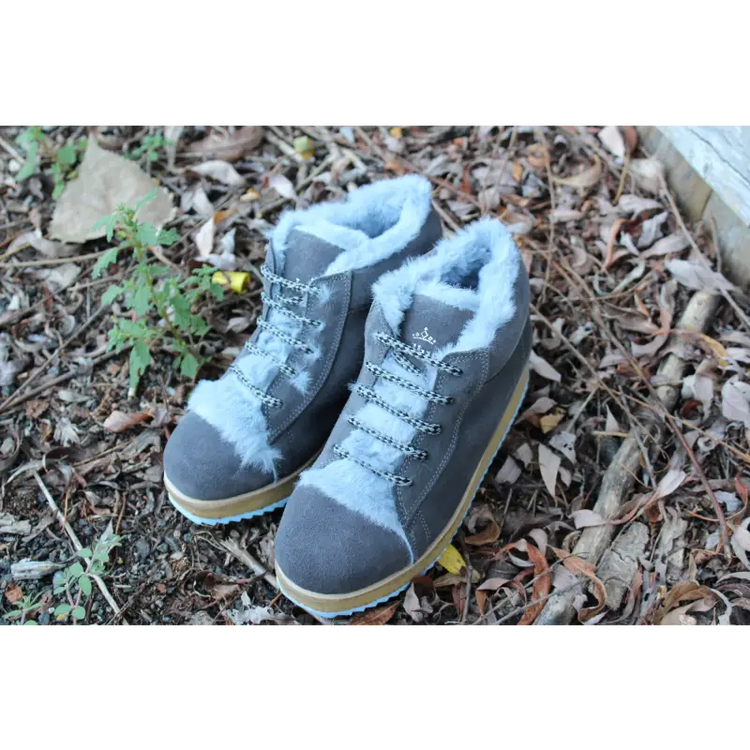 Bellusa kendrick grey suede light blue fur lined sneaker - boot