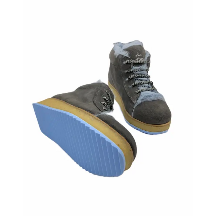 Bellusa kendrick grey suede light blue fur lined sneaker - boot