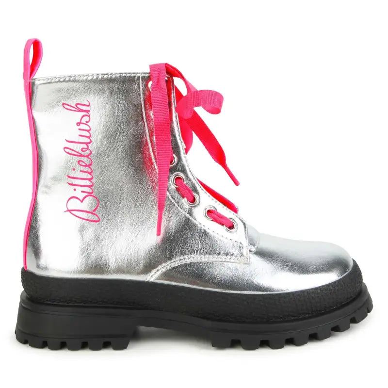 Billie blush silver leather pink lace boot 9368 - girls