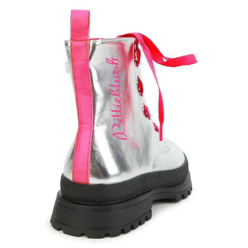 Billie blush silver leather pink lace boot 9368 - girls