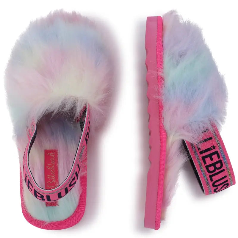 Billieblush rainbow fuzzy slipper u19331 - girls