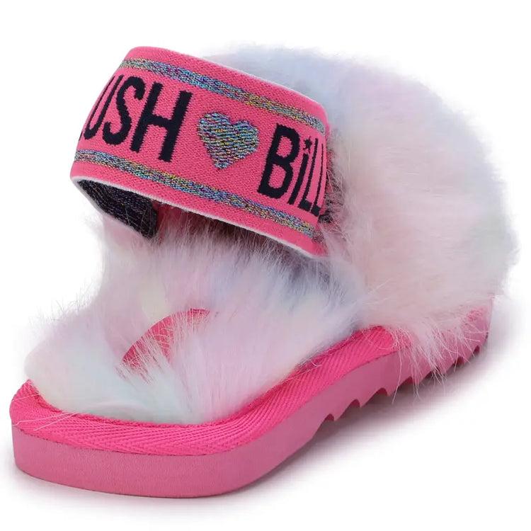 Billieblush rainbow fuzzy slipper u19331 - girls
