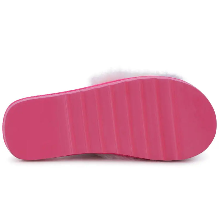 Billieblush rainbow fuzzy slipper u19331 - girls