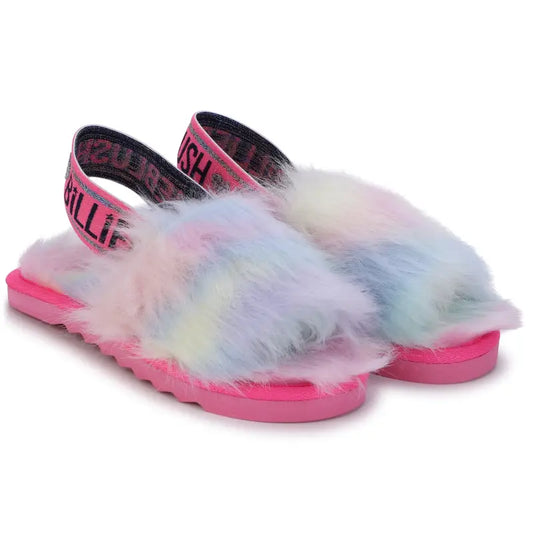 Billieblush rainbow fuzzy slipper u19331 - girls