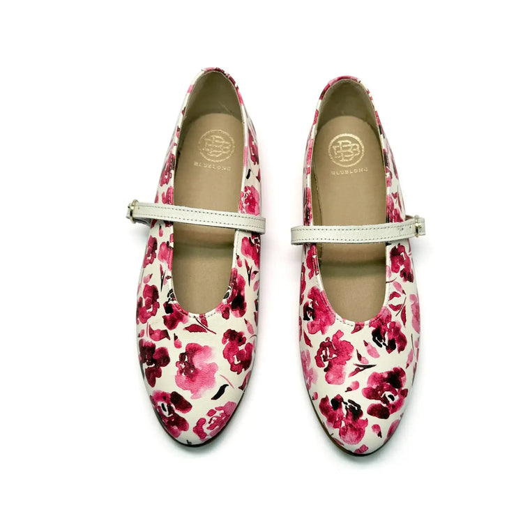 Blublonc becky pink floral mary jane shoes fast shipping