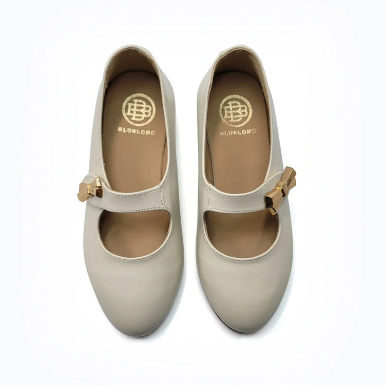 Blublonc cia ivory mary jane leather shoes fast shipping
