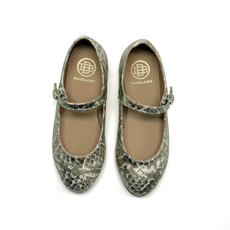 Blublonc ciara gold snakeskin mary jane shoes fast shipping