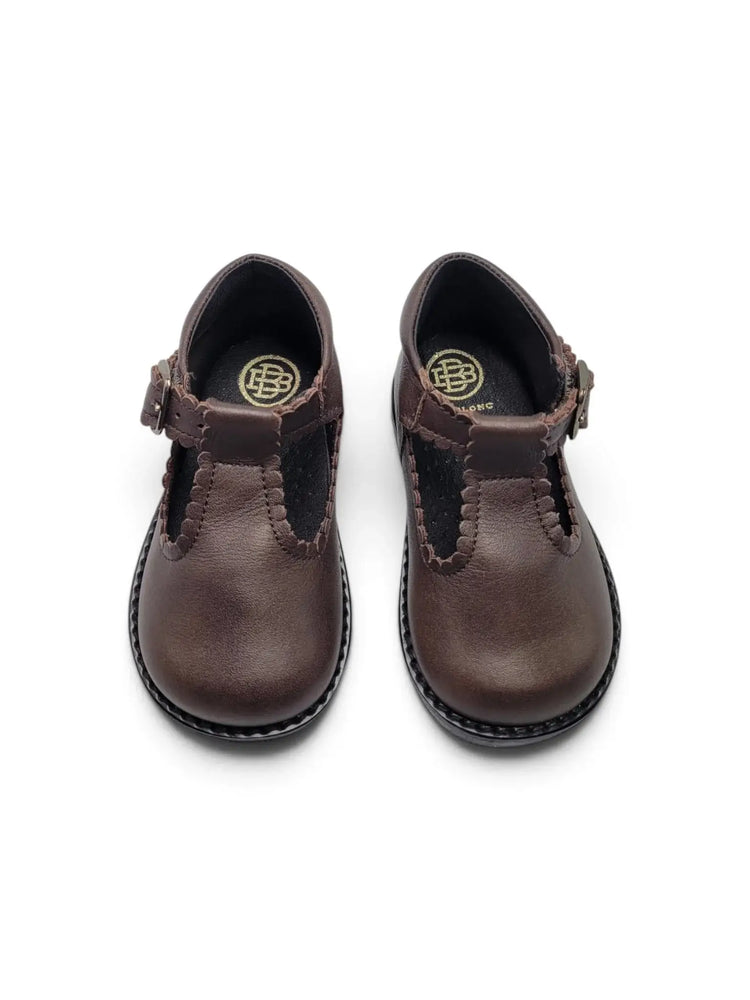 Blublonc dac brown leather t-strap first walker | kids fast shipping