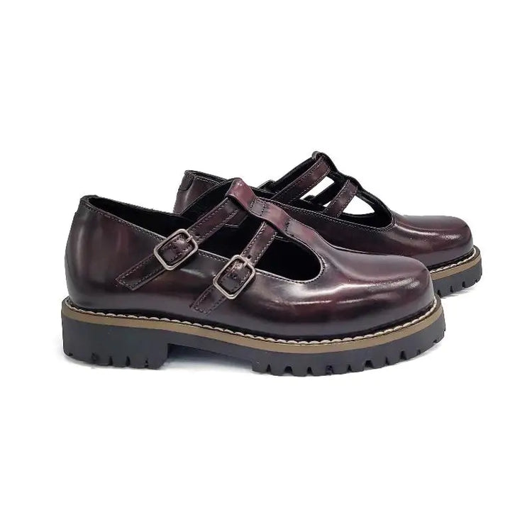Blublonc DoubleDaily Chunky Ruby Tuscan T Strap School Shoe - 31 - GIRLS
