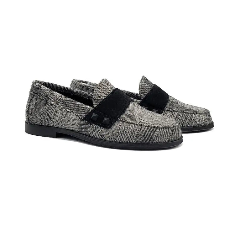 Blublonc Holly Black & White Tweed Loafer - 38 - GIRLS