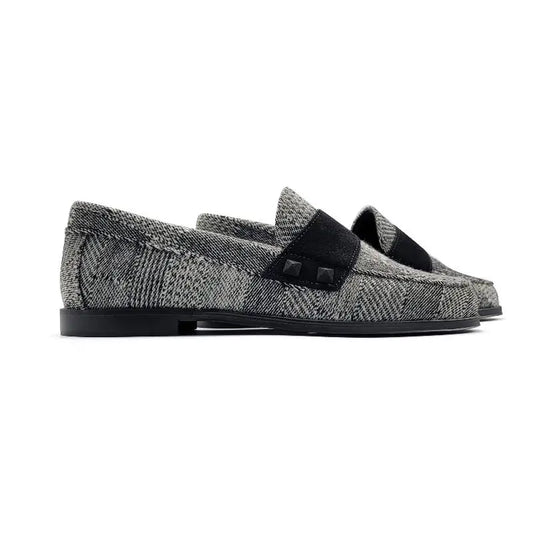 Blublonc Holly Black & White Tweed Loafer - GIRLS