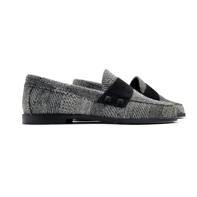 Blublonc Holly Black & White Tweed Loafer - GIRLS