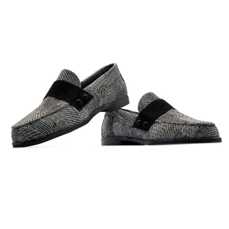 Blublonc Holly Black & White Tweed Loafer - GIRLS
