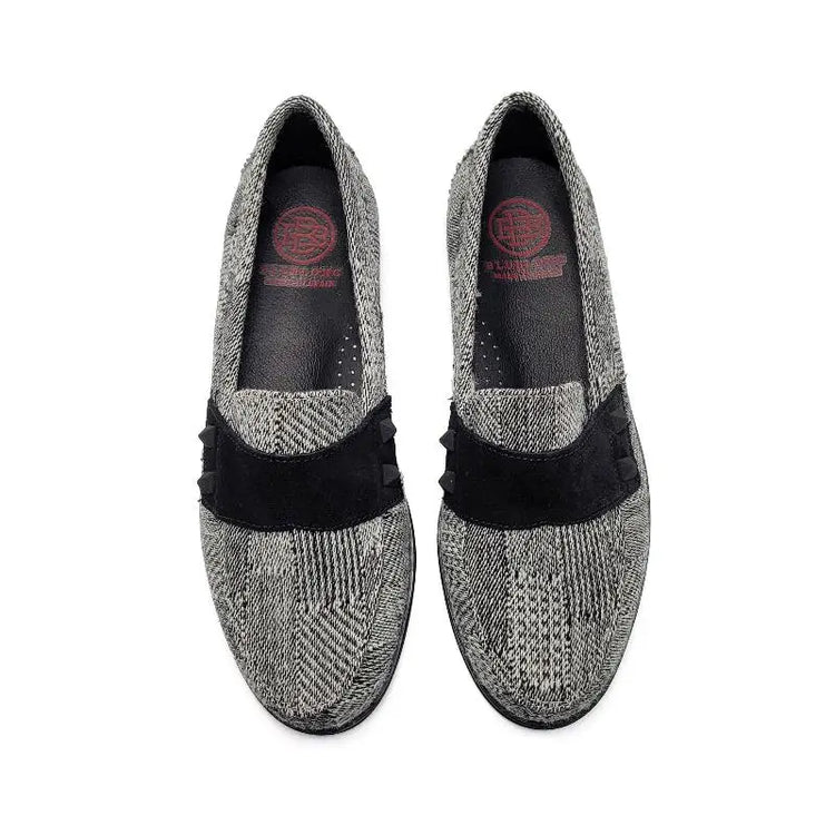 Blublonc Holly Black & White Tweed Loafer - GIRLS