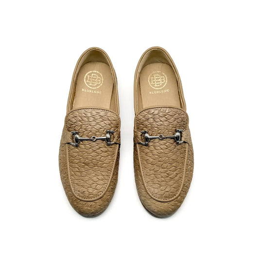 Blublonc leif taupe woven chain loafer fast shipping