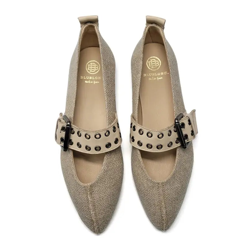 Blublonc Mabel Natural Linen Pointed Ballet