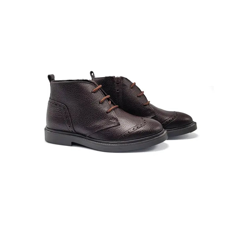 Blublonc mathew amber brown wingtip lace bootie - girls