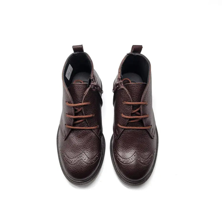 Blublonc mathew amber brown wingtip lace bootie - girls