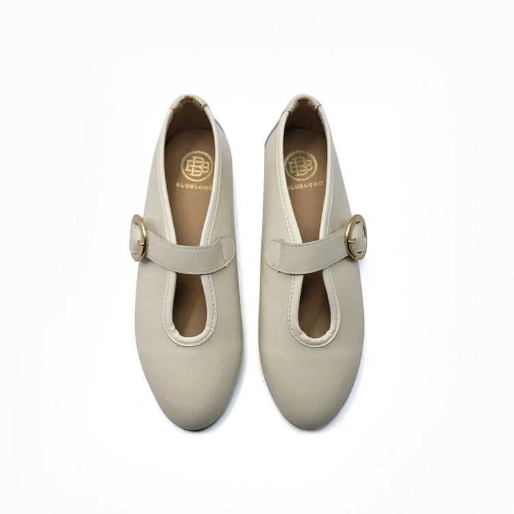 Blublonc tessa ivory leather mary jane shoes fast shipping