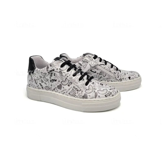 Bo-bell iga black doodle lace sneaker - girls
