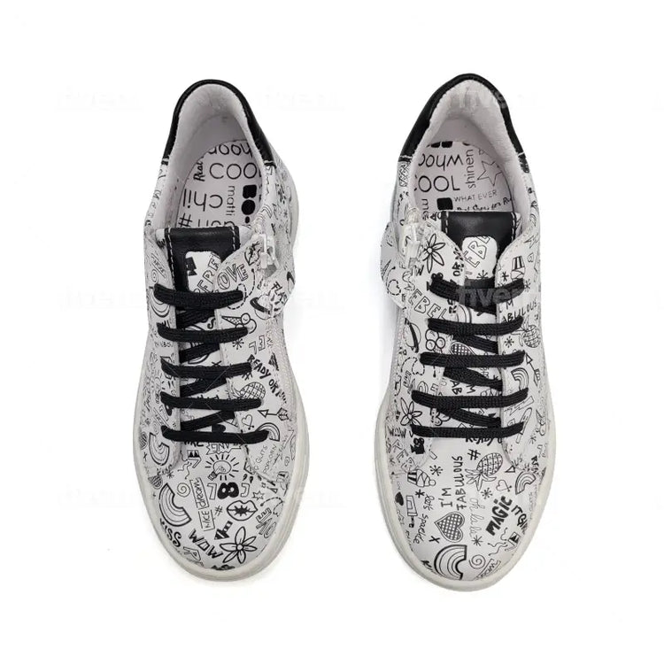 Bo-bell iga black doodle lace sneaker - girls