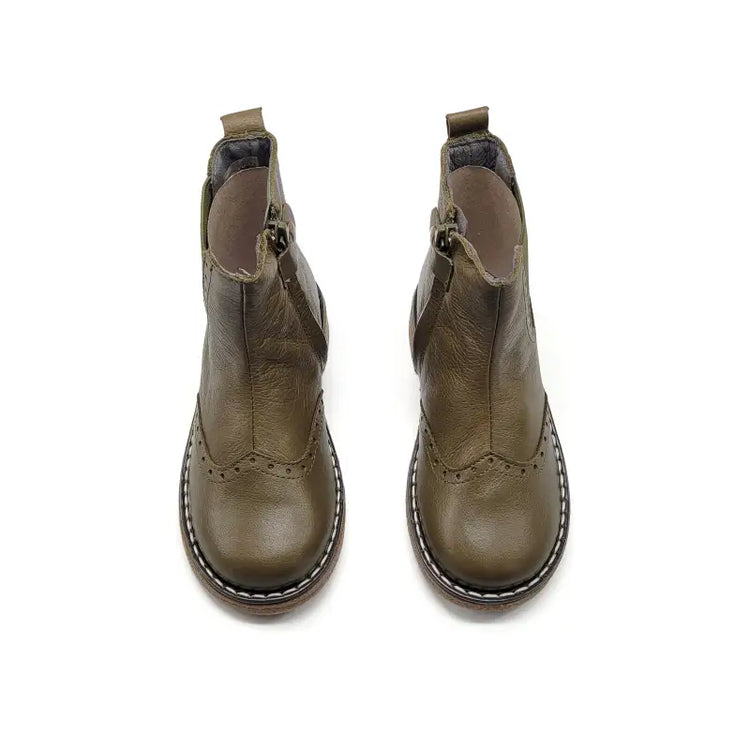 Bo-bell-pluto-olive wingtip bootie - girls