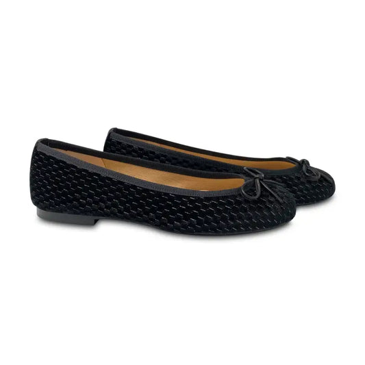 Brunella black gold shimmer velvet bow ballet - ladies