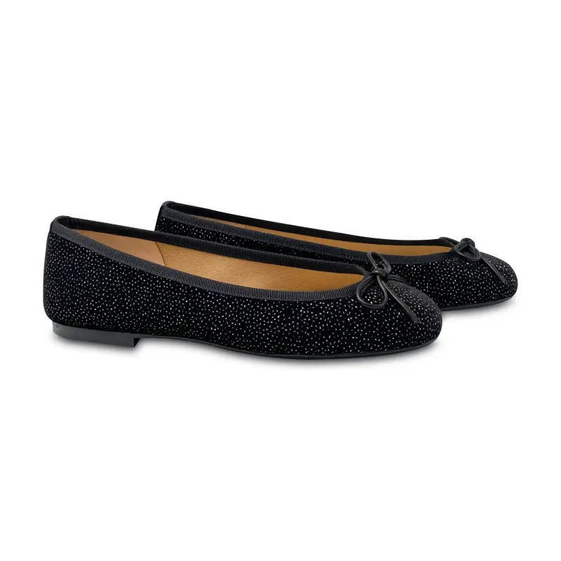 Brunella black sparkle velvet bow ballet - ladies