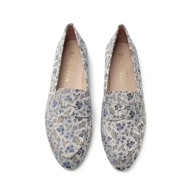 Brunella blue floral grey penny loafer 516 - ladies