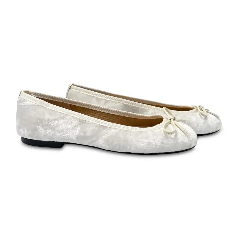 Brunella bright white velvet bow ballet - ladies