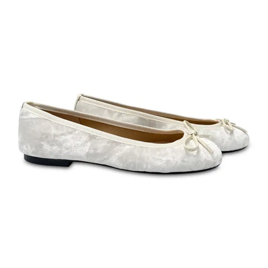 Brunella bright white velvet bow ballet - ladies
