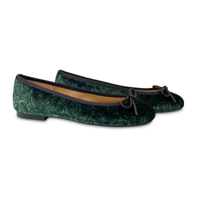 Brunella green velvet leaves bow ballet - ladies