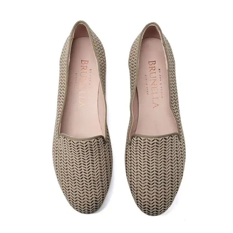 Brunella sleeper1 taupe glitter herringbone slip on - girls