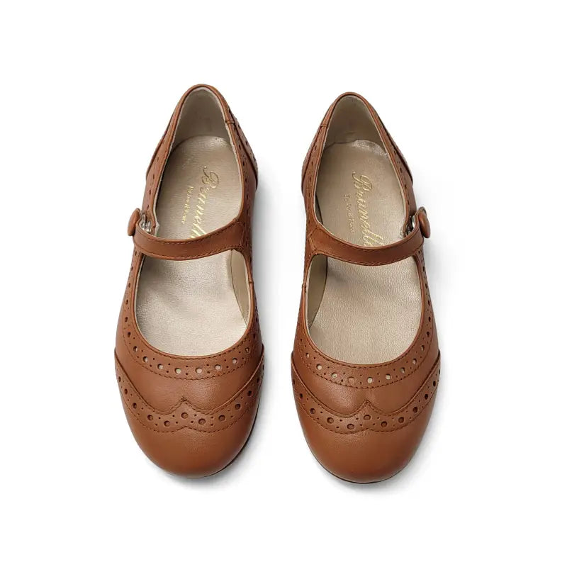 Brunellis amber brown wingtip mary jane s-24 - wingtip mary jane