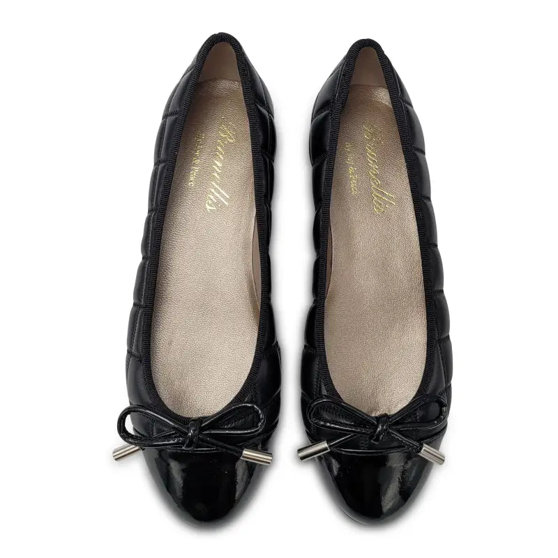 Brunellis black leather quilt ballet slip on 219 - ladies