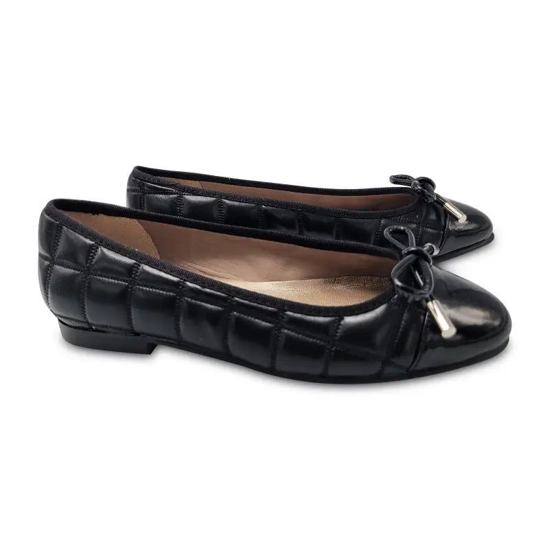 Brunellis black leather quilt ballet slip on 219 - ladies