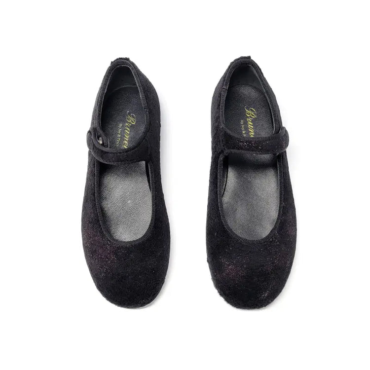 Brunellis black purple speckled velvet mary jane s-21 - mary jane