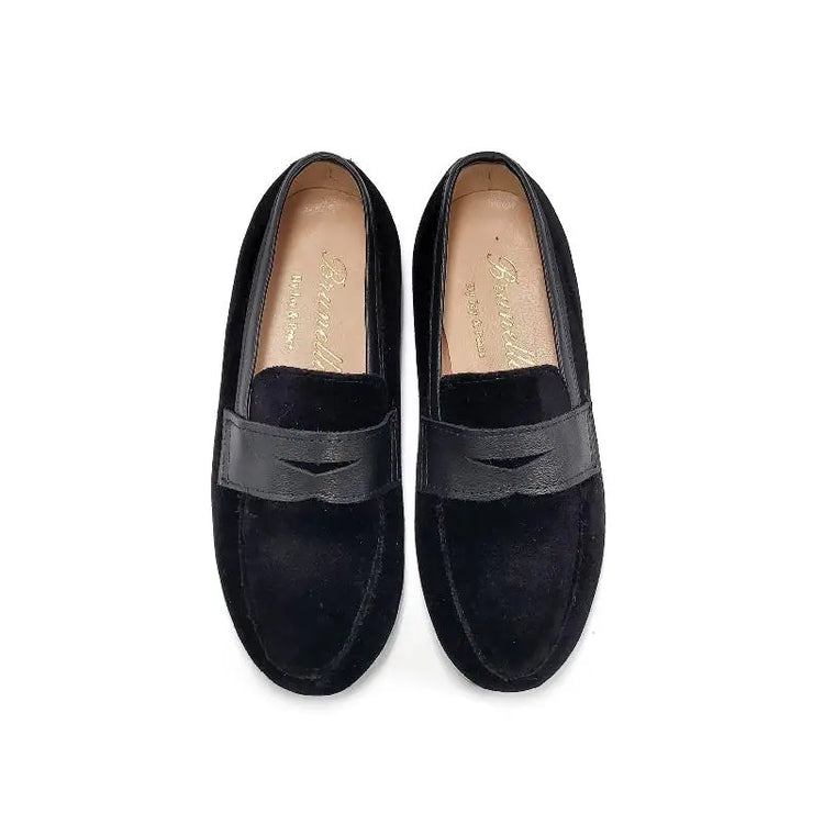 Brunellis Black Velvet Penny Loafer 26004 - GIRLS