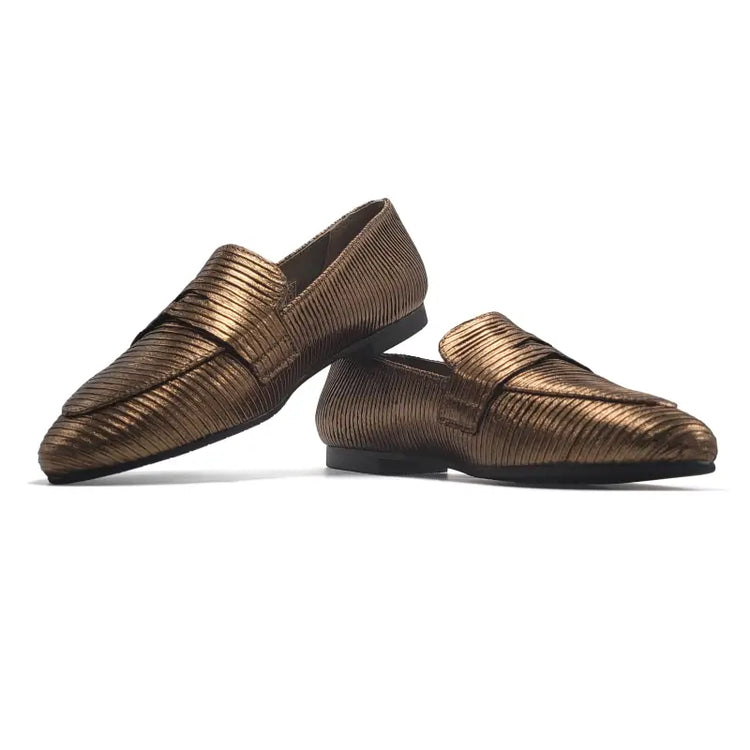 Brunellis bronze lined penny loafer 516 - ladies