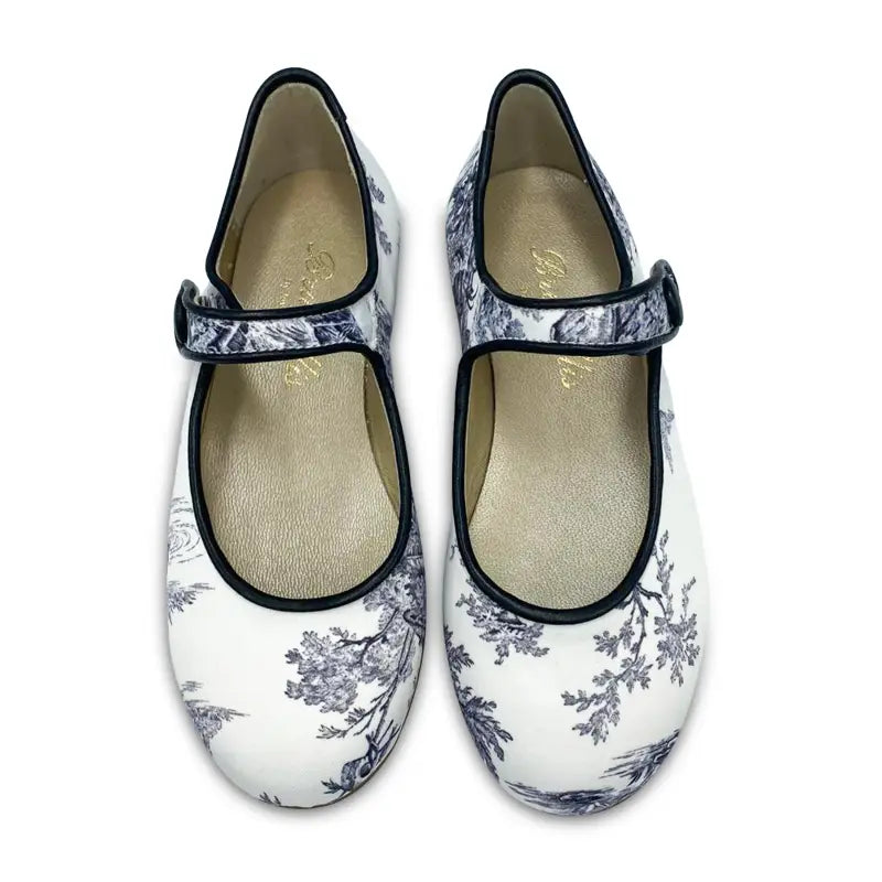 Brunellis es x ls black white toile print mary jane - mary jane
