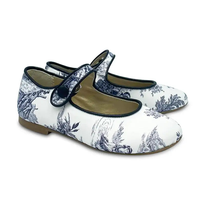 Brunellis es x ls black white toile print mary jane - mary jane
