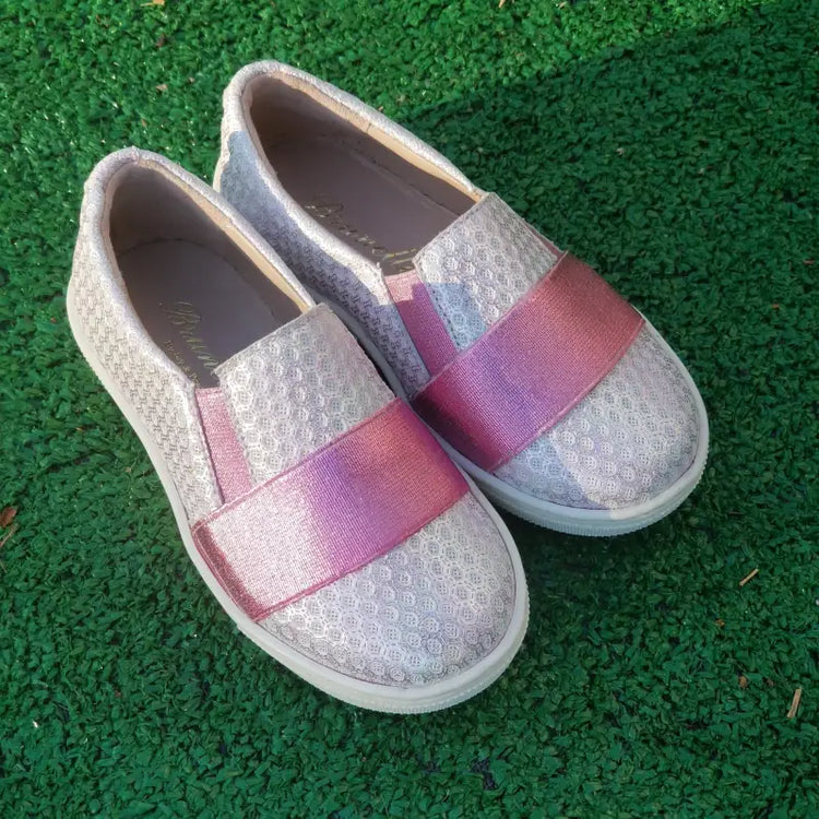 Brunellis fuchsia pink shimmer slip on sneaker - girls