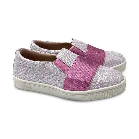 Brunellis fuchsia pink shimmer slip on sneaker - girls